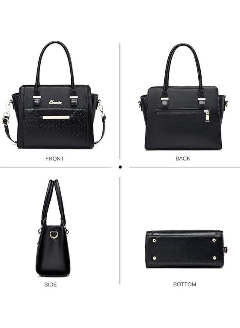 Huitich Crocodile Pattern Leather Two-Piece Women's Messenger Bag Black 27×13×21 cm - Image 4