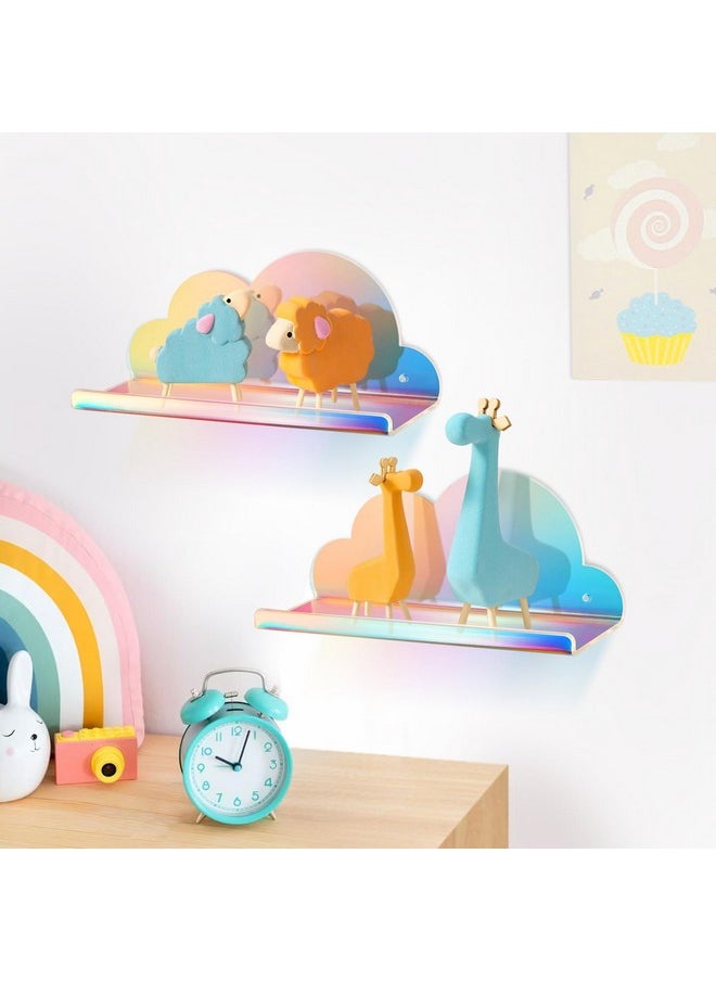 Iridescent Acrylic Floating Shelves, 2 Pack Cloud Shelves - Large Floating Shelf For Wall, Wall Mountable And Multi-Functional For Home Décor, Bathroom, Kitchen, Bedroom (Large, 2 Pack)