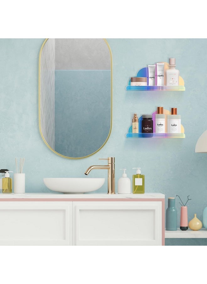Iridescent Acrylic Floating Shelves, 2 Pack Cloud Shelves - Large Floating Shelf For Wall, Wall Mountable And Multi-Functional For Home Décor, Bathroom, Kitchen, Bedroom (Large, 2 Pack)