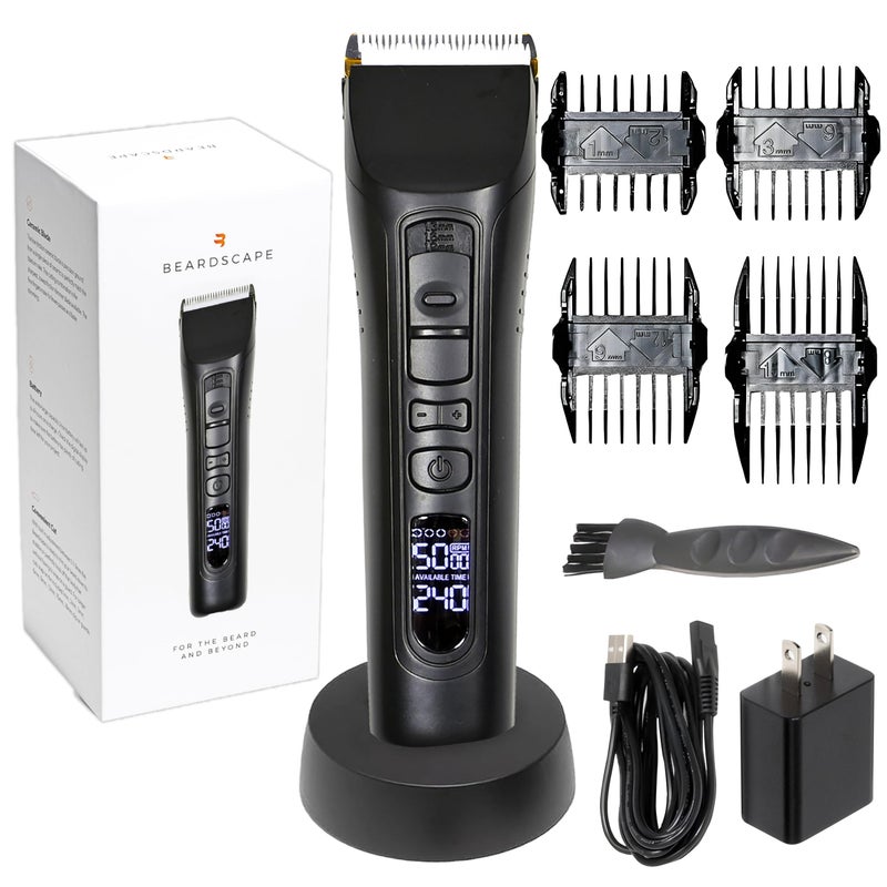 Brio Beardscape V1 Beard Trimmer for Men Professional with Low Friction Ceramic Blade, Cordless Professional Hair Trimmer for Barbers with 4 Hrs of Long Battery Timing, Ideal for Beard & Body (Black) - Image 1