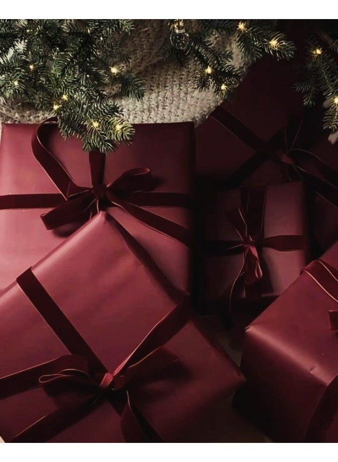 Kandid ورق تغليف هدايا فاخر كانديد بلون بورجوندي، مجموعة 5 قطع لعيد الميلاد، عيد الميلاد (بورجوندي) - Image 2