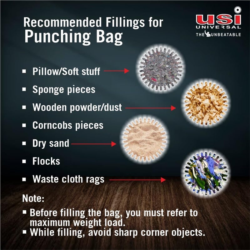 USI UNIVERSAL Boxing Kit With 626N Crusher Nylon Unfilled Boxing Punching Bag, Boxing Gloves, 1 Pair Hand Wraps, 4-Legs Hanging Chain for Boxing Martial Art Kickboxing Training (With 60cm Bag) - Image 3