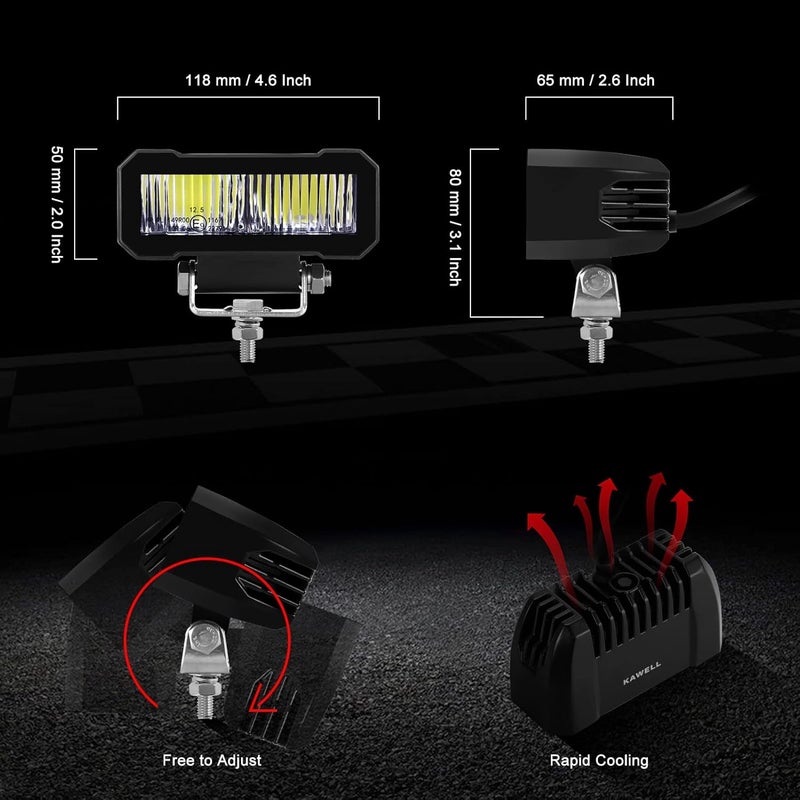 KAWELL 20W CREE LED Work Light Bar - IP67 Waterproof Flood Light for Trucks, SUVs, and ATVs - Image 2