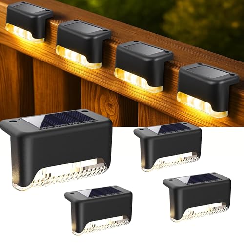 BRITSPEAR Solar Stair Light for Outdoor Garden and Home Deck Light, Waterproof Pool Patio Fence Gate Yard Floor Step Railing Window Balcony Sunlight Pathway Sun Lamp (4, Standard) - Image 1