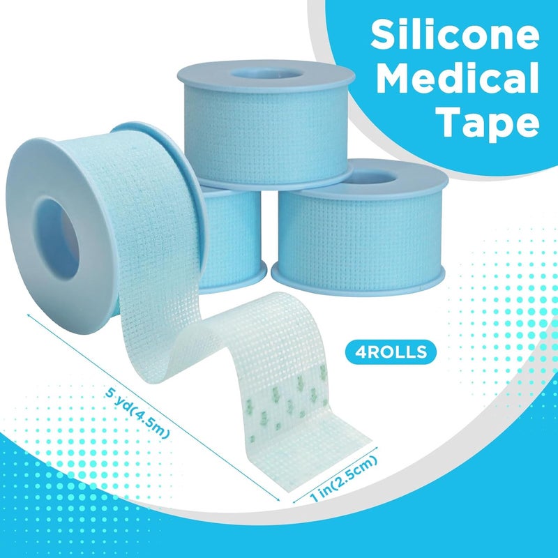 OK TAPE Silicone Medical Tape 4 Rolls for Sensitive SkinWaterproof Surgical Tape for Secures Dressings and GauzePainFree Removal Micropore Tape First Aid Bandage Tape1 x 5yd - Image 2