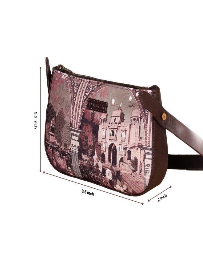Fatfatiya Vintage Rajasthani Architecture Art Shoulder Bag with Detachable Sling Strap for Women - Heritage-Inspired & Handcrafted Bag for Women - Image 4