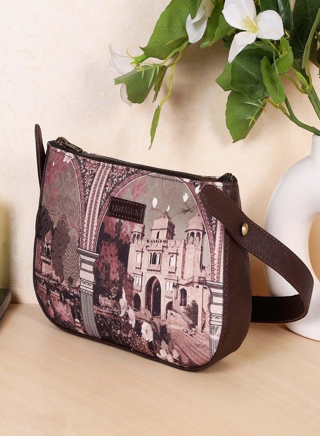 Fatfatiya Vintage Rajasthani Architecture Art Shoulder Bag with Detachable Sling Strap for Women - Heritage-Inspired & Handcrafted Bag for Women - Image 3