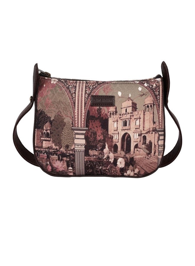 Fatfatiya Vintage Rajasthani Architecture Art Shoulder Bag with Detachable Sling Strap for Women - Heritage-Inspired & Handcrafted Bag for Women - Image 1