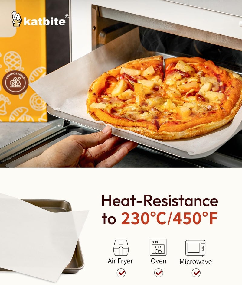katbite 75Pcs White Parchment Paper Sheets 12x16IN, Pre-Cut Heavy Duty Parchment Baking Paper, Non-Stick Half Sheet White Baking Parchment Paper for Air Fryer, Baking Cookie Pans[Advanced Series] - Image 5