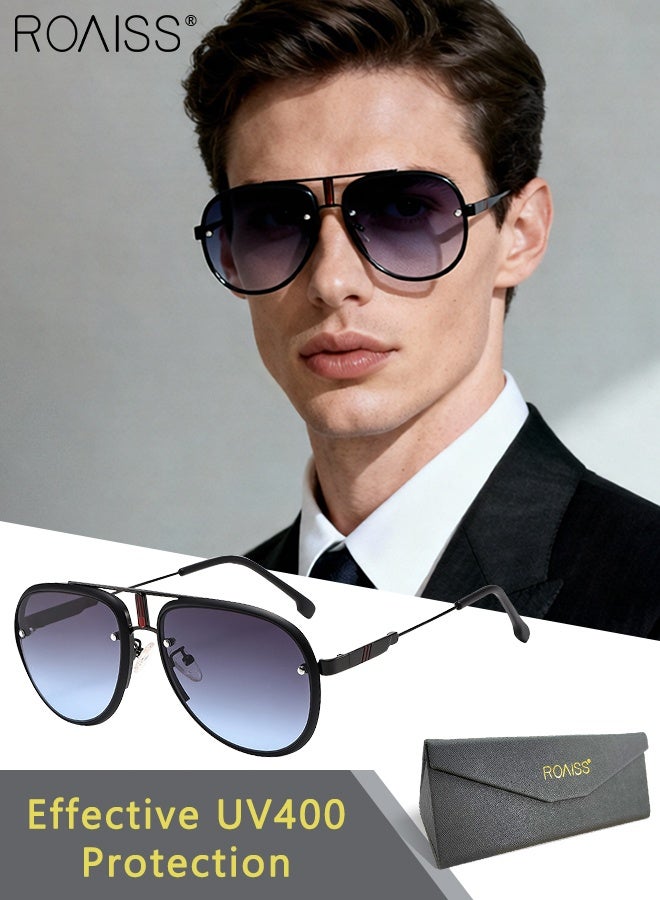 roaiss Vintage Aviator Sunglasses for Men Trendy Fashion Double Bridge Sun Glasses, Anti-Glare Sun Shades Suitable for Men Cycling, Driving, Fishing - Image 1