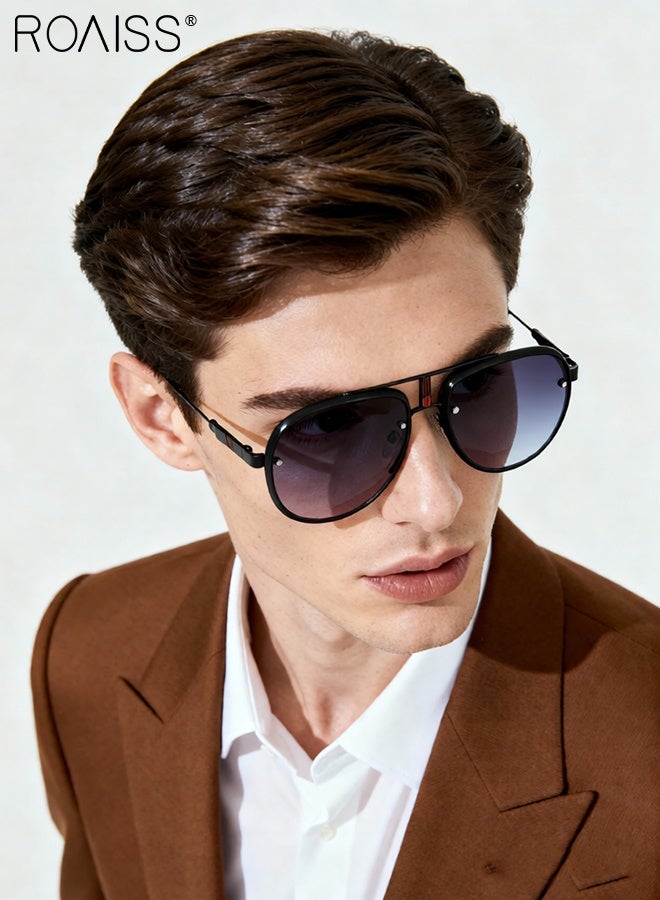 roaiss Vintage Aviator Sunglasses for Men Trendy Fashion Double Bridge Sun Glasses, Anti-Glare Sun Shades Suitable for Men Cycling, Driving, Fishing - Image 2