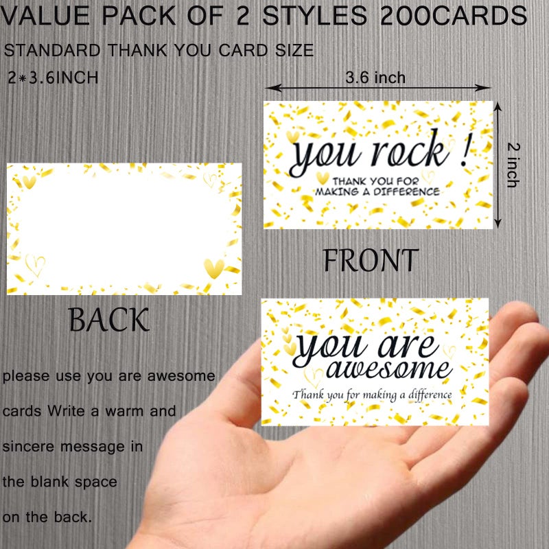 JINMIKEJI 200 Pieces You Are Awesome Cards Colorful Thank You For Making a Difference Cards Thank You Note Cards Appreciation Insert Greeting Card for Staff Teacher Employee Doctor Volunteer - Image 2