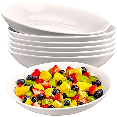 DECORDINE 6 Porcelain Pasta Bowls - Bowl Dish Set for Salad, Desserts, Soup - 22 Ounce Eggshell White Stackable, Microwaveable, and Dishwasher-Safe Dinnerware Set - by DecorDine - Image 2