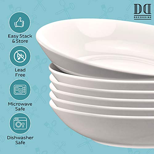 DECORDINE 6 Porcelain Pasta Bowls - Bowl Dish Set for Salad, Desserts, Soup - 22 Ounce Eggshell White Stackable, Microwaveable, and Dishwasher-Safe Dinnerware Set - by DecorDine - Image 5