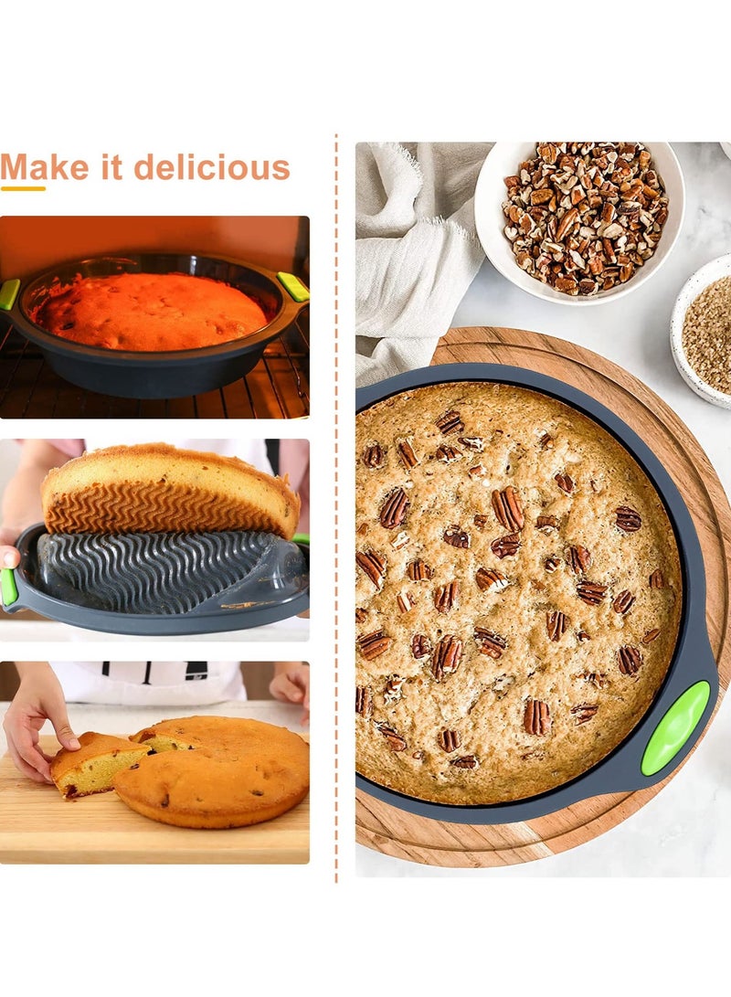 Excefore Silicone Baking Cake Mould, 9 Inch Non-Stick Cake Tin, Round Cake Pan Silicone Pan, Silicone Cake Moulds for Layer Cake Cheesecake Pies Pizza Birthday Party DIY - Image 5