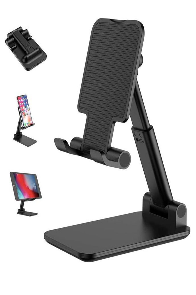 Phone Holder 360 Degree Stand Handphone Folding Dekstop Liftable Foldable - Black - Image 1