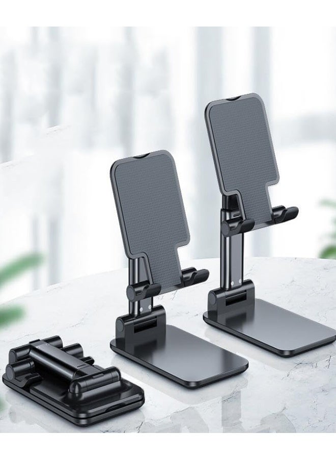 Phone Holder 360 Degree Stand Handphone Folding Dekstop Liftable Foldable - Black - Image 2