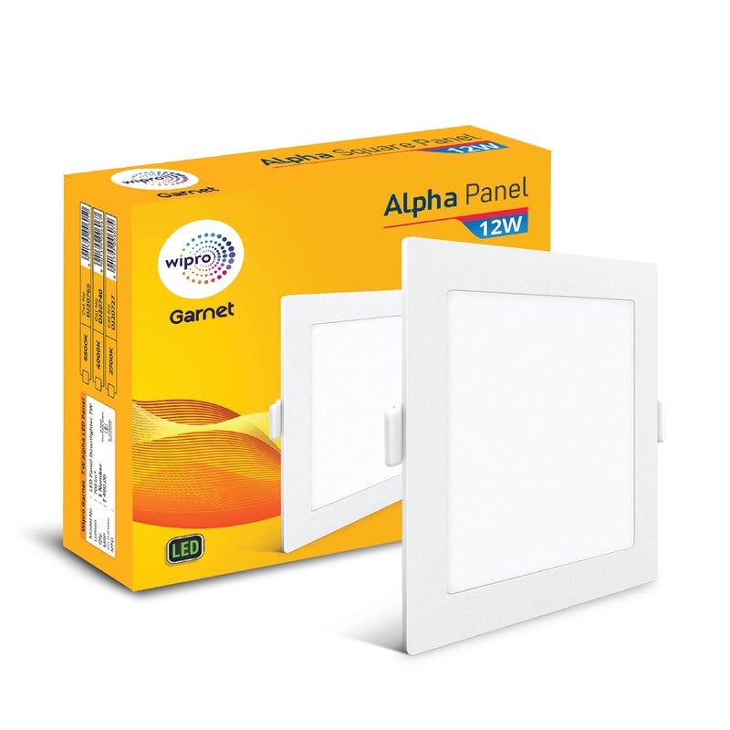 wipro Polycarbonate Garnet 12W Square Led Alpha Panel | Neutral White Light (4000K) for False Ceiling | Cutout - 110X110Mm | Pack of 1 - Image 4