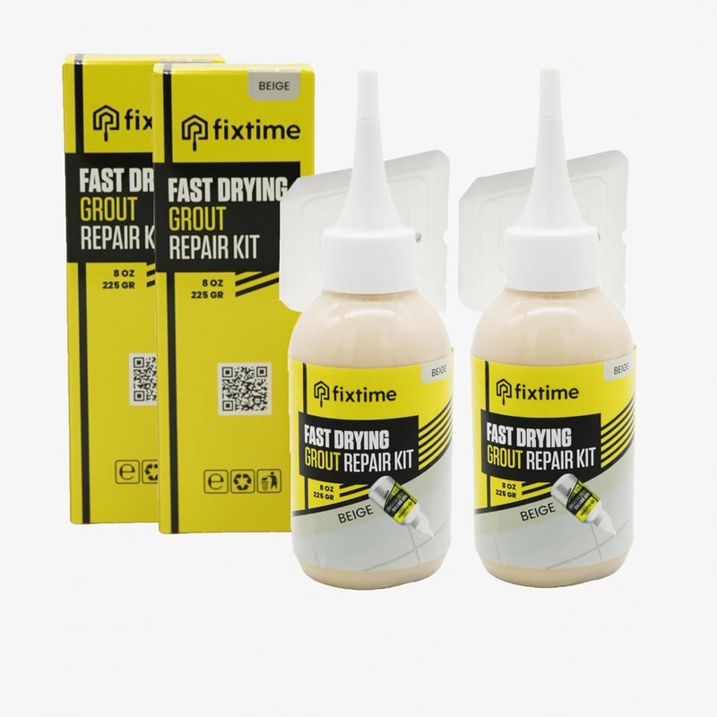 FIXTIME Tile Grout Repair Kit, Beige Grout Filler Tube 8 oz, Grout Repair Renews, Fast Drying Repait Kit, Grout Sealer for Floor Tile - Spatula Included (2xBeige) - Image 1