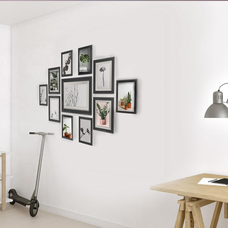 Dev Aastha Solid Black Photo Frame Set for Wall Décor | Set of 11 Rectangular Picture Frames with Plexi Glass | Ideal for Home & Office Use | Perfect for Gifting - Image 2