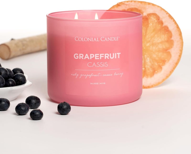 Colonial Candle Pop of Color Grapefruit Cassis 14.5 Oz Scented Matt Glass Jar Candle,Three Premium Cotton Wicks - Image 5