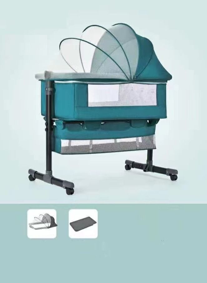 3 in 1 Baby Folding Crib Portable Cosleeping Bed With Adjustable Bedside And Sleeper 