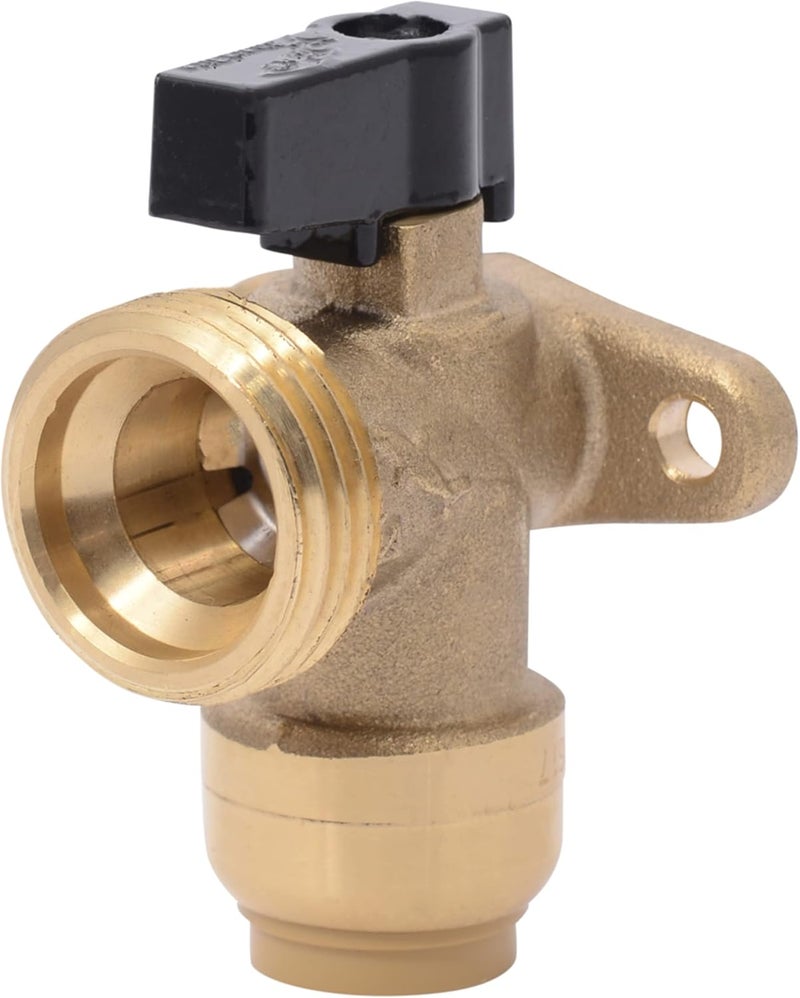 SharkBite 1/2 Inch x 3/4 Inch MHT Washing Machine Angle Valve, Push to Connect Brass Plumbing Fitting, PEX Pipe, Copper, CPVC, PE-RT, HDPE, 25560LF - Image 1