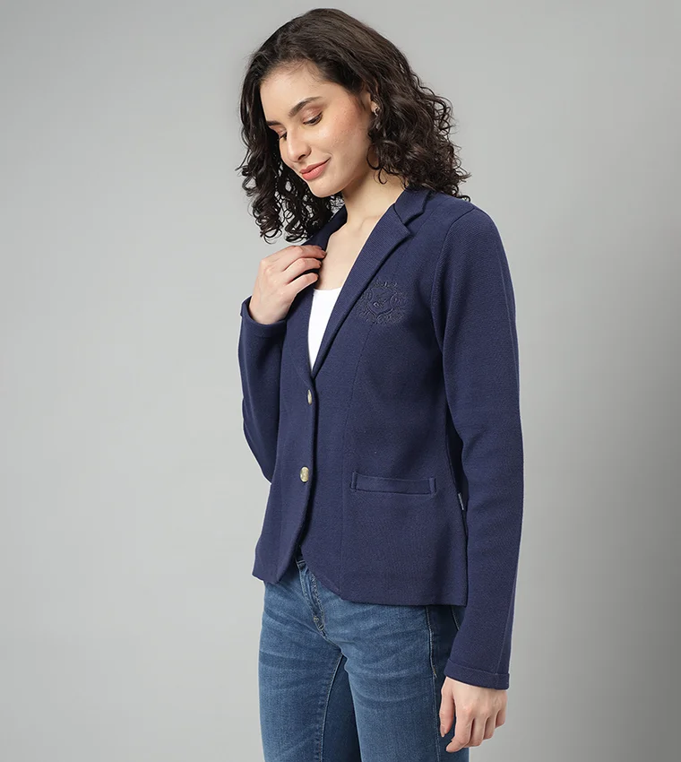 BEVERLY HILLS POLO CLUB Crest Embroidered Long Sleeves Blazer