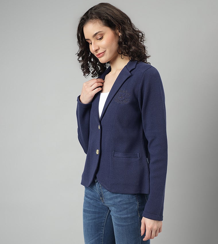 BEVERLY HILLS POLO CLUB Crest Embroidered Long Sleeves Blazer - Image 2