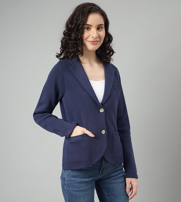 BEVERLY HILLS POLO CLUB Crest Embroidered Long Sleeves Blazer - Image 3