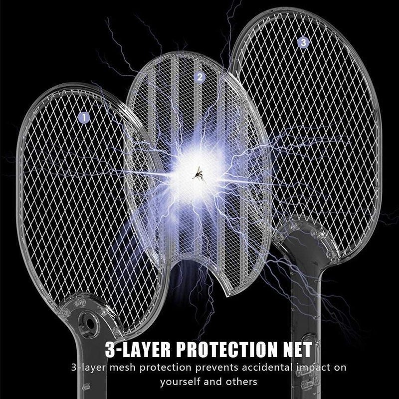 MASAYUKI Mosquito Racket Rechargeable 6 LED Racket Mosquito Bat Rechargeable Handheld Electric Fly Swatter with UV Light Lamp Racket USB Charging Base (Assorted Colors) - Image 3