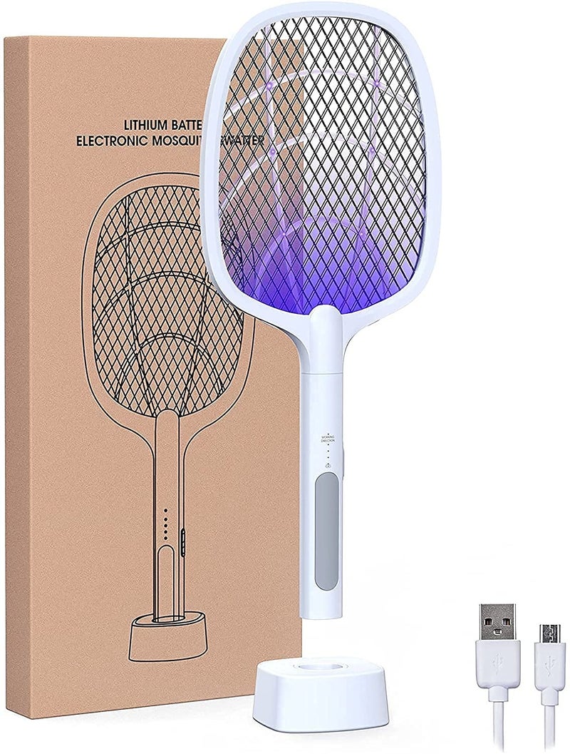 MASAYUKI Mosquito Racket Rechargeable 6 LED Racket Mosquito Bat Rechargeable Handheld Electric Fly Swatter with UV Light Lamp Racket USB Charging Base (Assorted Colors) - Image 1
