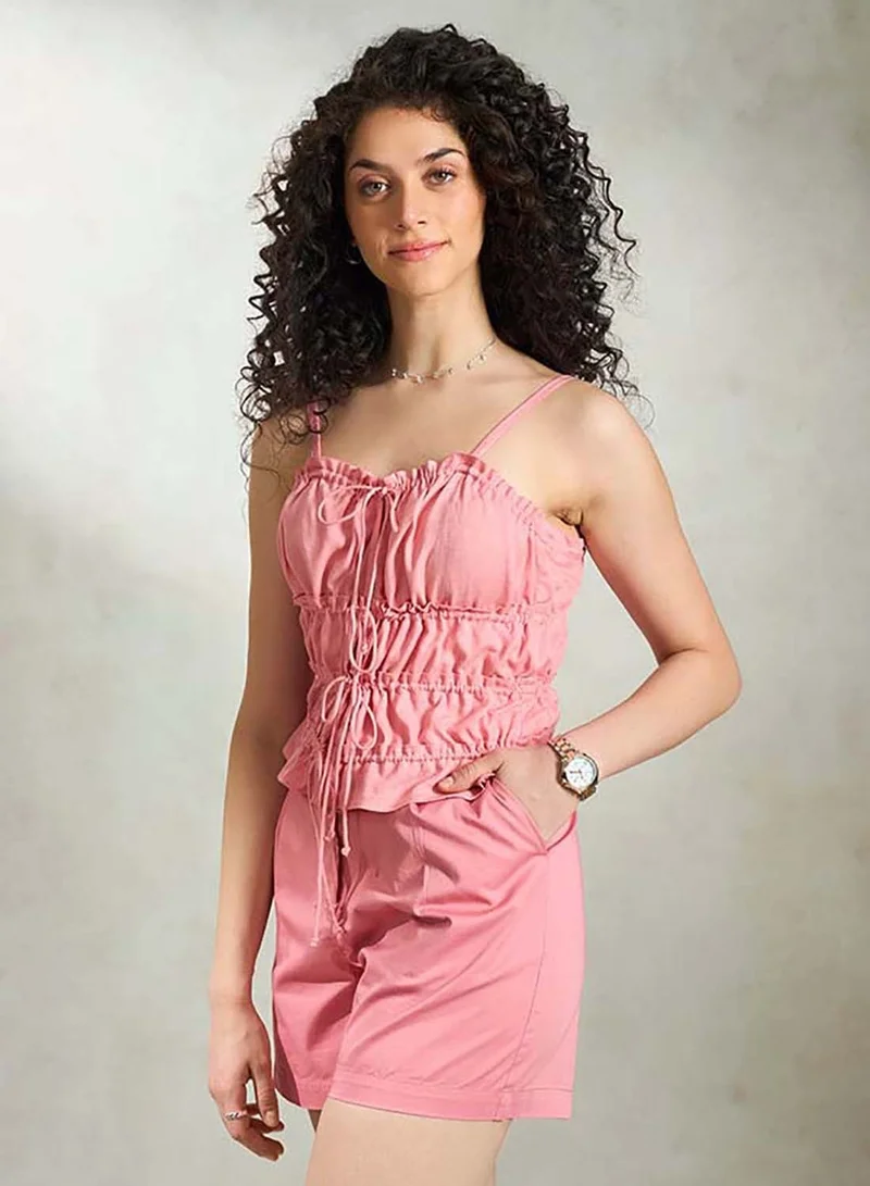 فيرجيو بلوزة فيرجيو كتان بربطة أمامية وطبقات