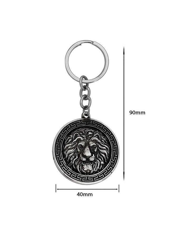 M Men Style Unique Gift King of the Jungle Big Cat Bravery Silver Lion Be Brave Gift Keyring Silver Zinc Metal Animal Keychain For Men And Women - Image 2