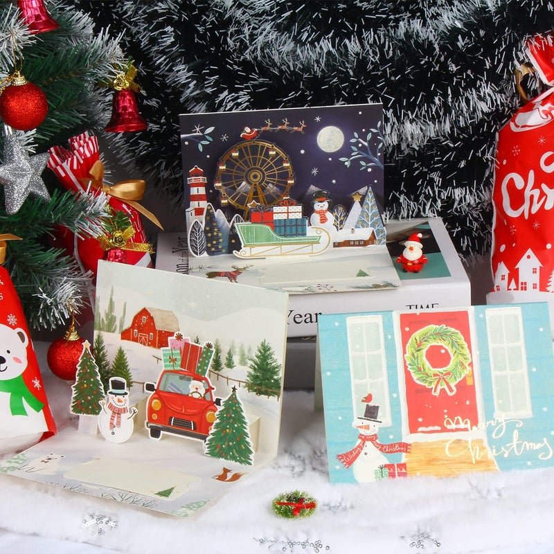LOKIPA 3D Christmas Greeting Cards 6PCS Pop Up Christmas Cards with Envelopes for Christmas Holiday New Year Xmas Gift - Image 5