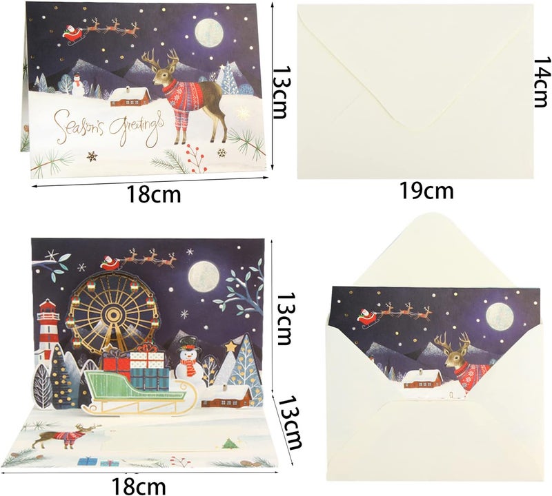 LOKIPA 3D Christmas Greeting Cards 6PCS Pop Up Christmas Cards with Envelopes for Christmas Holiday New Year Xmas Gift - Image 2