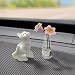 OYIXIO Cute Cat and Pink Lily Vase Car Decoration Fun Car Interior Decoration Accessory for Car Rearview Mirrors and Dashboard Suitable for Womens Kawaii Car Gifts - Image 2