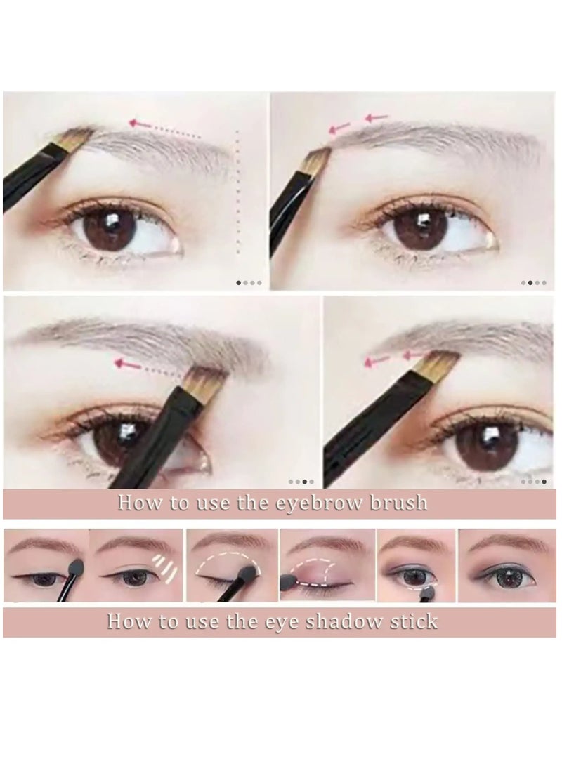 50 Pcs Mini Eye Shadow Applicator, Dual Sides Eyeshadow Sponge Brushes with Eyebrow Brushes Sets, Portable Eye Makeup Applicators Cosmetic Brush for Women Girls - Image 3