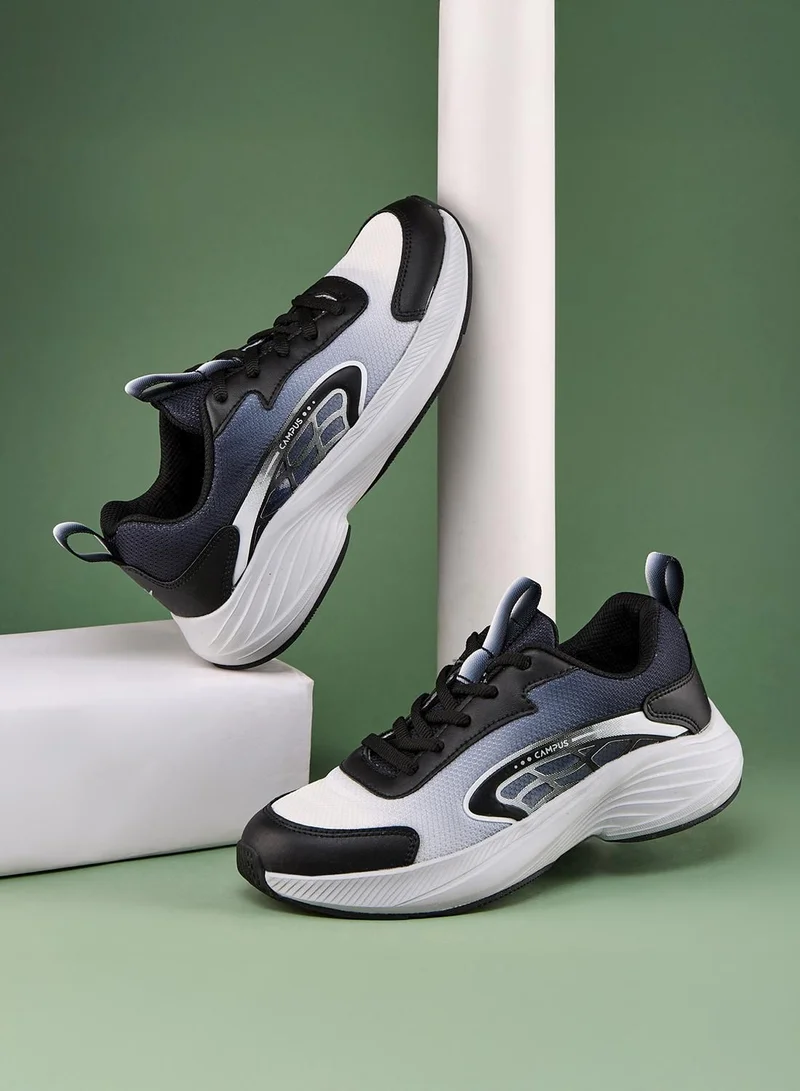 CAMPUS Kids Black Classic Low-Top Sneakers, Contrast Look Shoes with Comfortable Sole for All-Day Fun