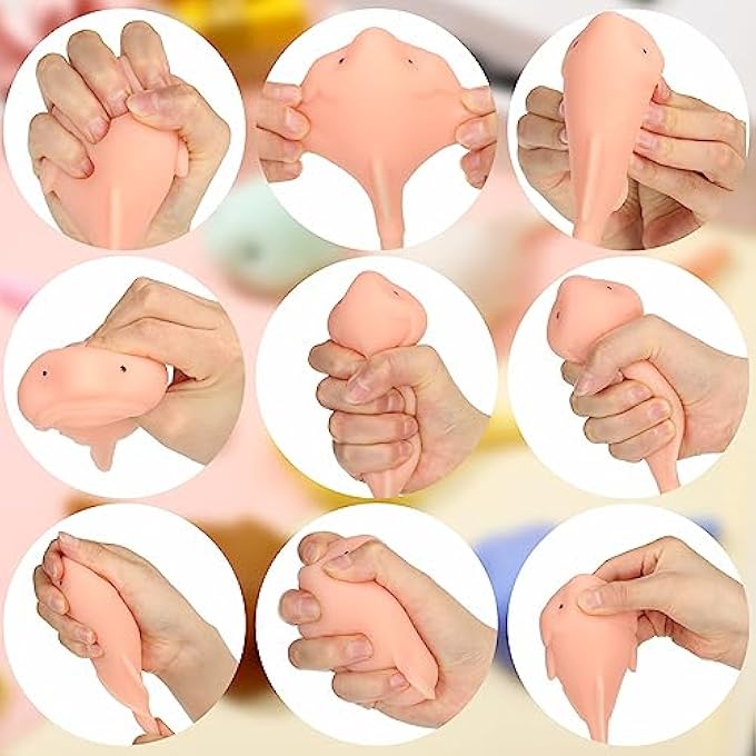 Liliful 7 Pieces Blobfish Stress Relief Balls for Adult Fun Squeeze Fidget Blob Fish Anxiety Relief Balls Squeeze Sensory for Birthday Office Christmas Holiday Party Favors - Image 3
