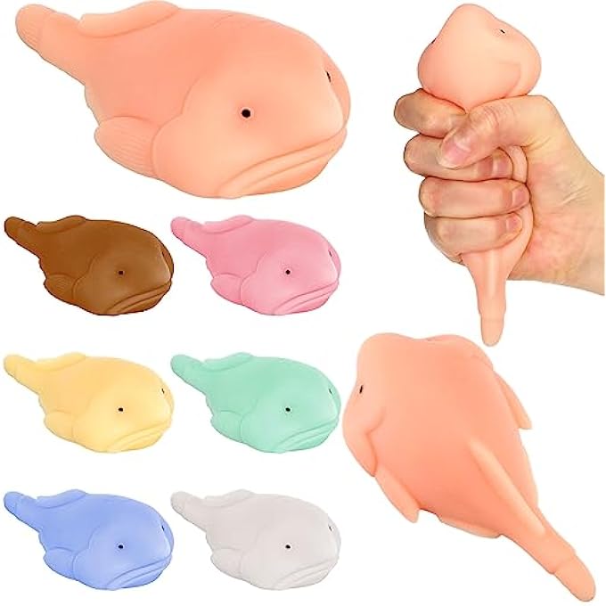 Liliful 7 Pieces Blobfish Stress Relief Balls for Adult Fun Squeeze Fidget Blob Fish Anxiety Relief Balls Squeeze Sensory for Birthday Office Christmas Holiday Party Favors - Image 1