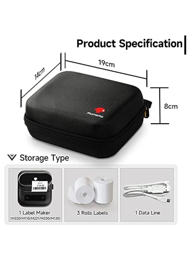 phomemo Label Maker Case,Portable Case Compatible M220 M110 M221 M120 M200 Label Maker Printer, Holder Case for Label Maker Machine with Tape, with Mesh Pocket for Accessories (Case Only) - Image 3
