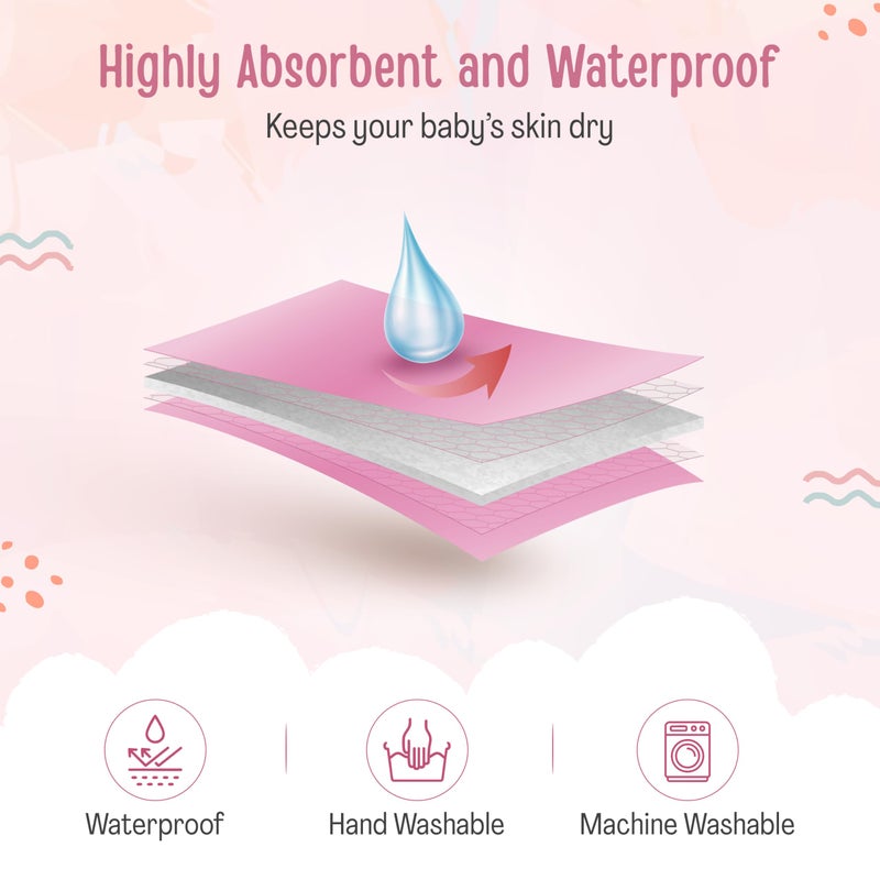 LuvLap Instadry Anti-Piling Fleece Extra Absorbent Quick Dry Sheet for baby, Baby Bed Protector, Waterproof baby sheet, Small size 50x70cm, Pack of 2, Salmon Rose & Baby Pink - Image 3