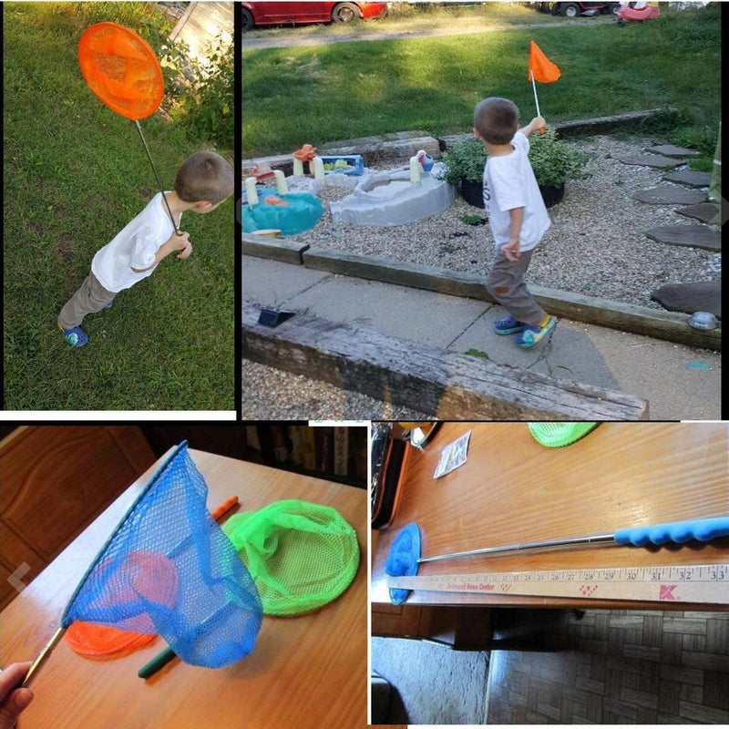 M-jump #1 M-jump 3 Pack Colored Telescopic Butterfly Nets - Great for Catching Insects Bugs Fishing - Outdoor Toy for Kids Playing - Extendable from 6.8" to 34"... - Image 3