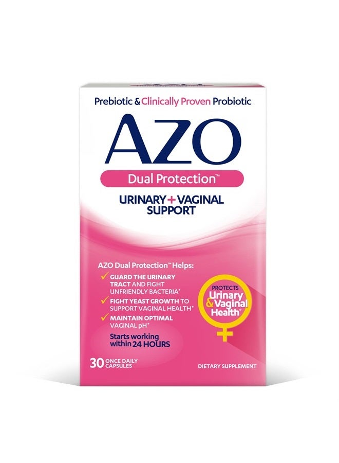 AZO حماية مزدوجة | دعم المسالك البولية + المهبلية* | بروبيوتيك نسائي مثبت سريرياً | يبدأ العمل خلال 24 ساعة | غير معدّل وراثياً | 30 حبة - Image 1