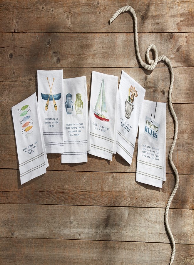 مد باي منشفة مائية بنقشة بحيرة مود باي، مقاس 26 × 13 بوصة، لون أبيض - Image 2