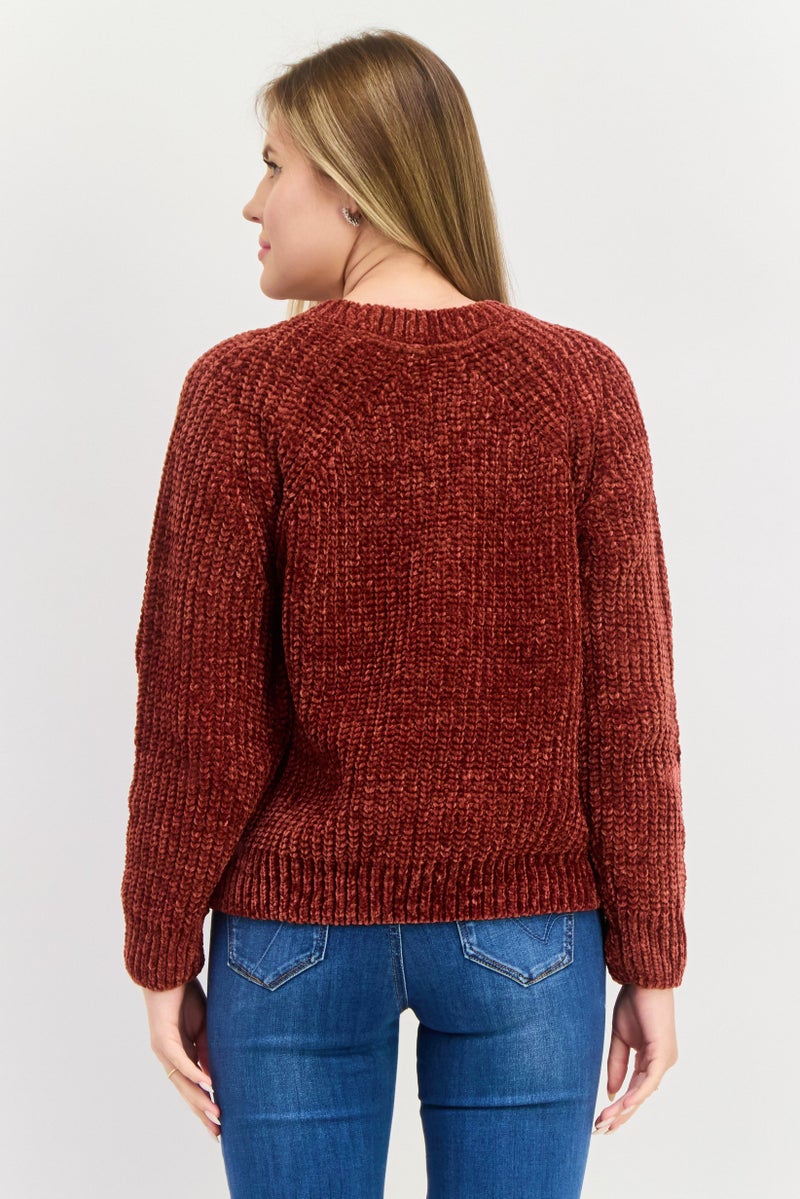Pepe Jeans Women Crew Neck Knitted Sweater, Rust Brown - Image 4