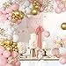 NUTTYBASH Pink and White Balloon Arch Kit 138 Pcs Pink and Gold Balloon Garland Arch Kit Include Pastel Pink White Gold Confetti Balloons for Birthday Baby Shower Wedding Bridal Shower Party - Image 4