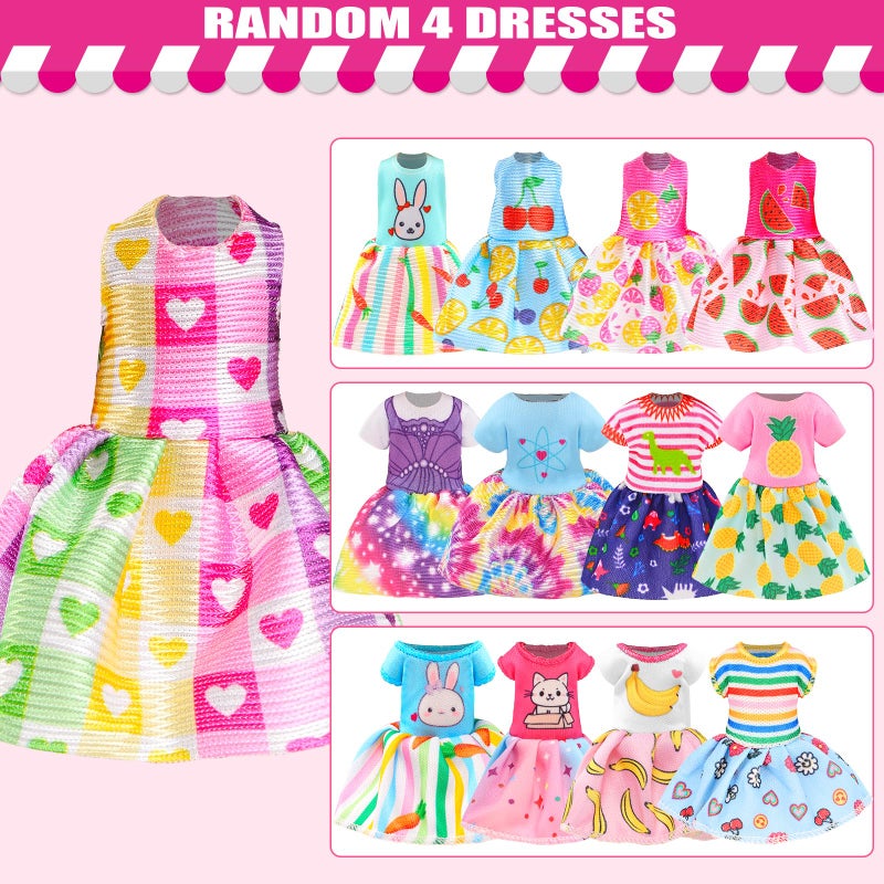 Miunana 22 Pcs Mini 5 inch Doll Clothes and Accessories Including 4 Sets Fashion Dresses 4 Casual Tops and Pants Outifits 4 Swimsuits with 4 Shoes 2 Glasses 2 Shoulder Bag for 5-5.3 Inch Dolls - Image 2