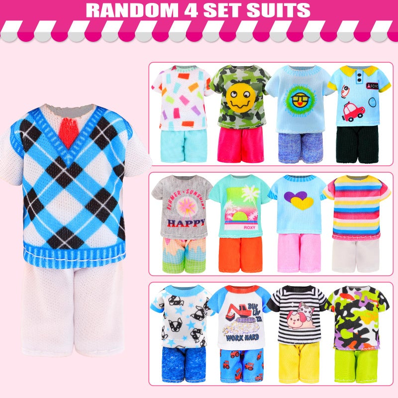Miunana 22 Pcs Mini 5 inch Doll Clothes and Accessories Including 4 Sets Fashion Dresses 4 Casual Tops and Pants Outifits 4 Swimsuits with 4 Shoes 2 Glasses 2 Shoulder Bag for 5-5.3 Inch Dolls - Image 3